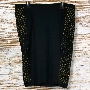 one 5 one Women's Skirt Size S Black  Stretchy Brass Studded